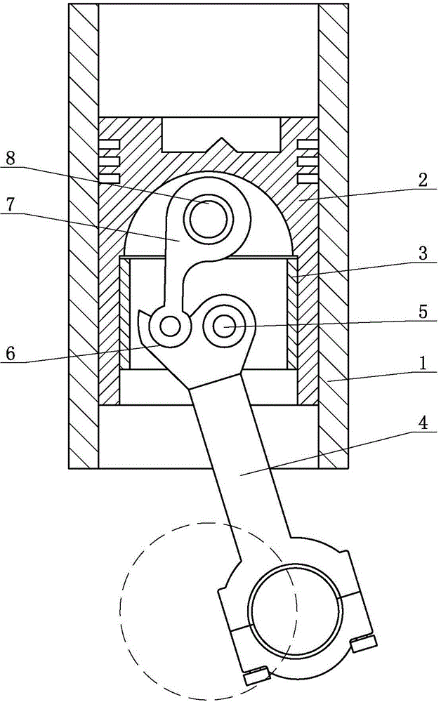 Reciprocating piston built-in chained connecting rod dead-point-free engine piston connecting rod set