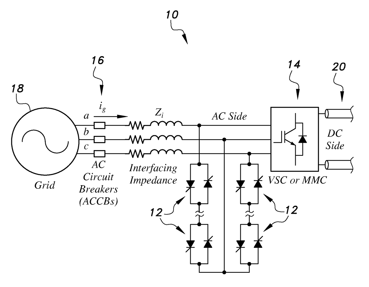 DC side fault isolator for high voltage DC convertors