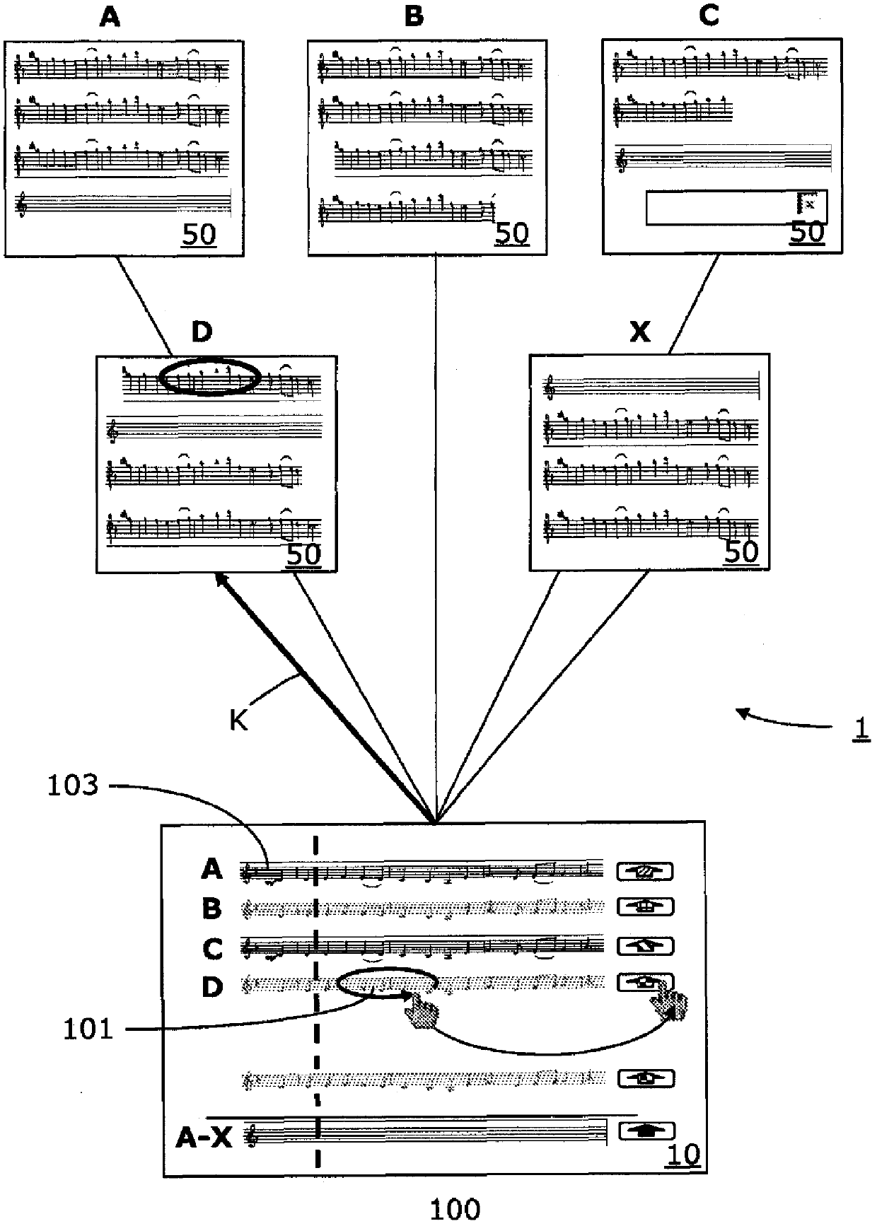 Musical performance auxiliary system with collaborative music score turning function