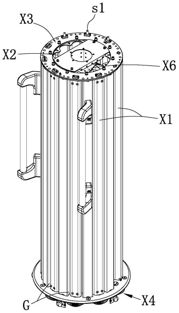 Column-type UV-C ultraviolet disinfection system with automatic walking robot chassis