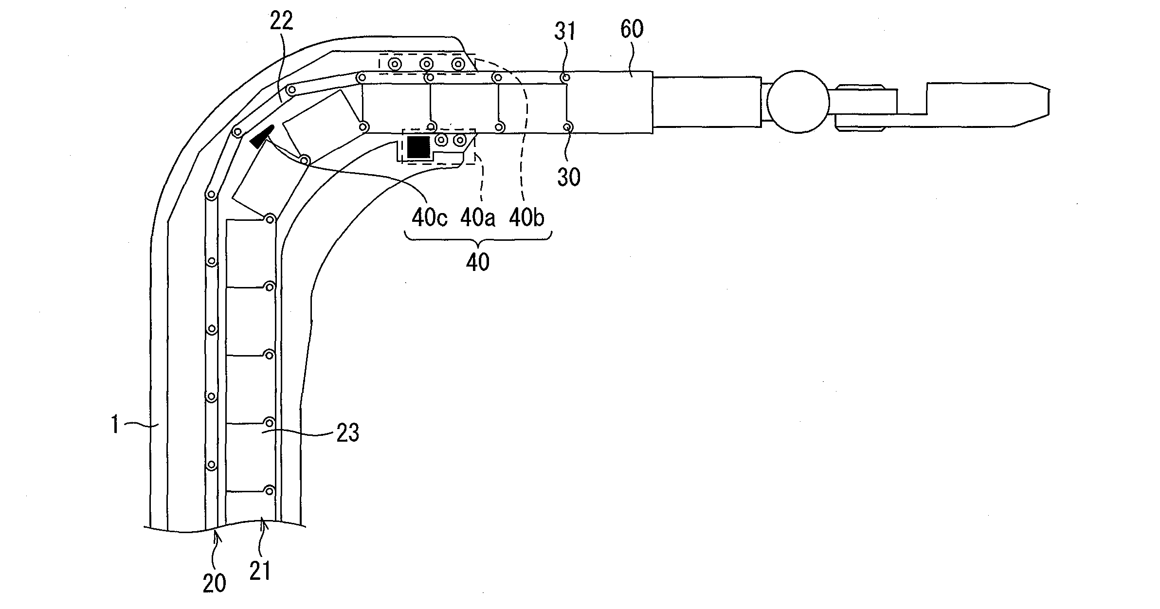 Direct acting extensible and retractable arm mechanism, and robot arm provided with direct acting extensible and retractable arm mechanism