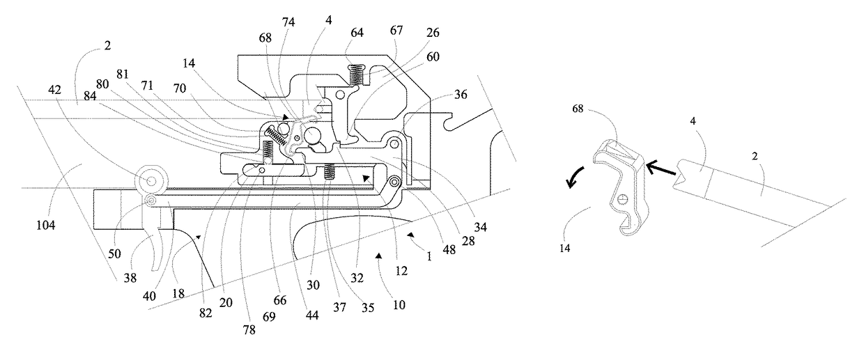 Self-centering anti-dry fire device for a crossbow