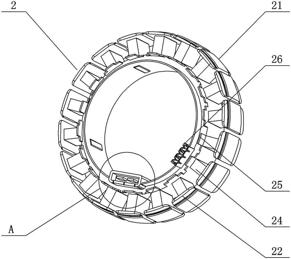 Stator structure of plastic-molded motor for washing machine