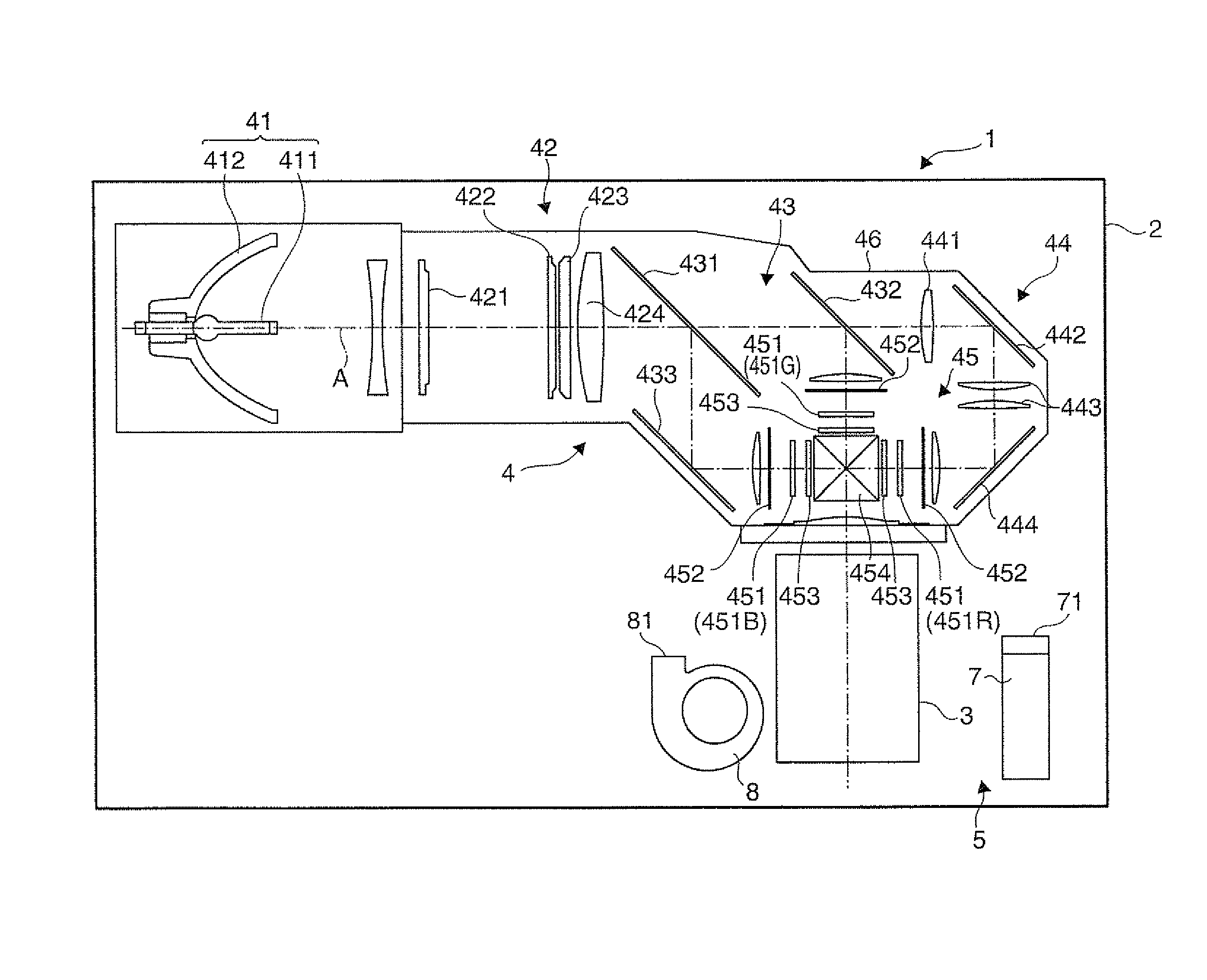 Projector having a plurality of cooling fans