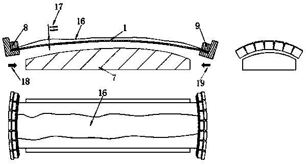 Large aircraft skin blank structure and skin stretching forming method