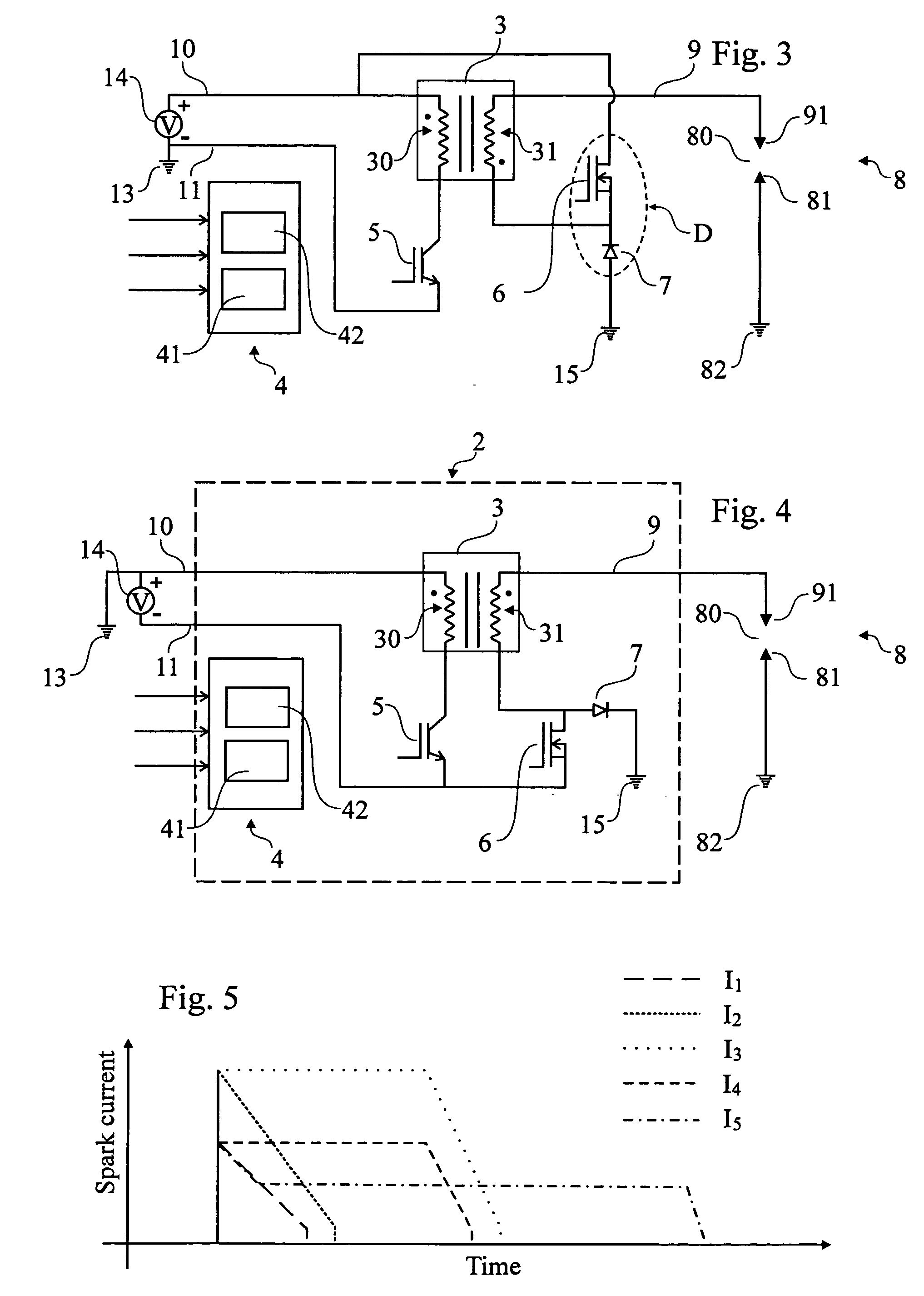 Method and device for controlling the current in a spark plug