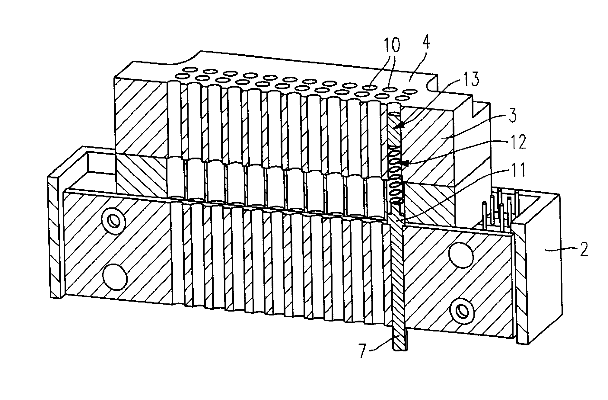 Thermode device for a multitude of semiconductor components