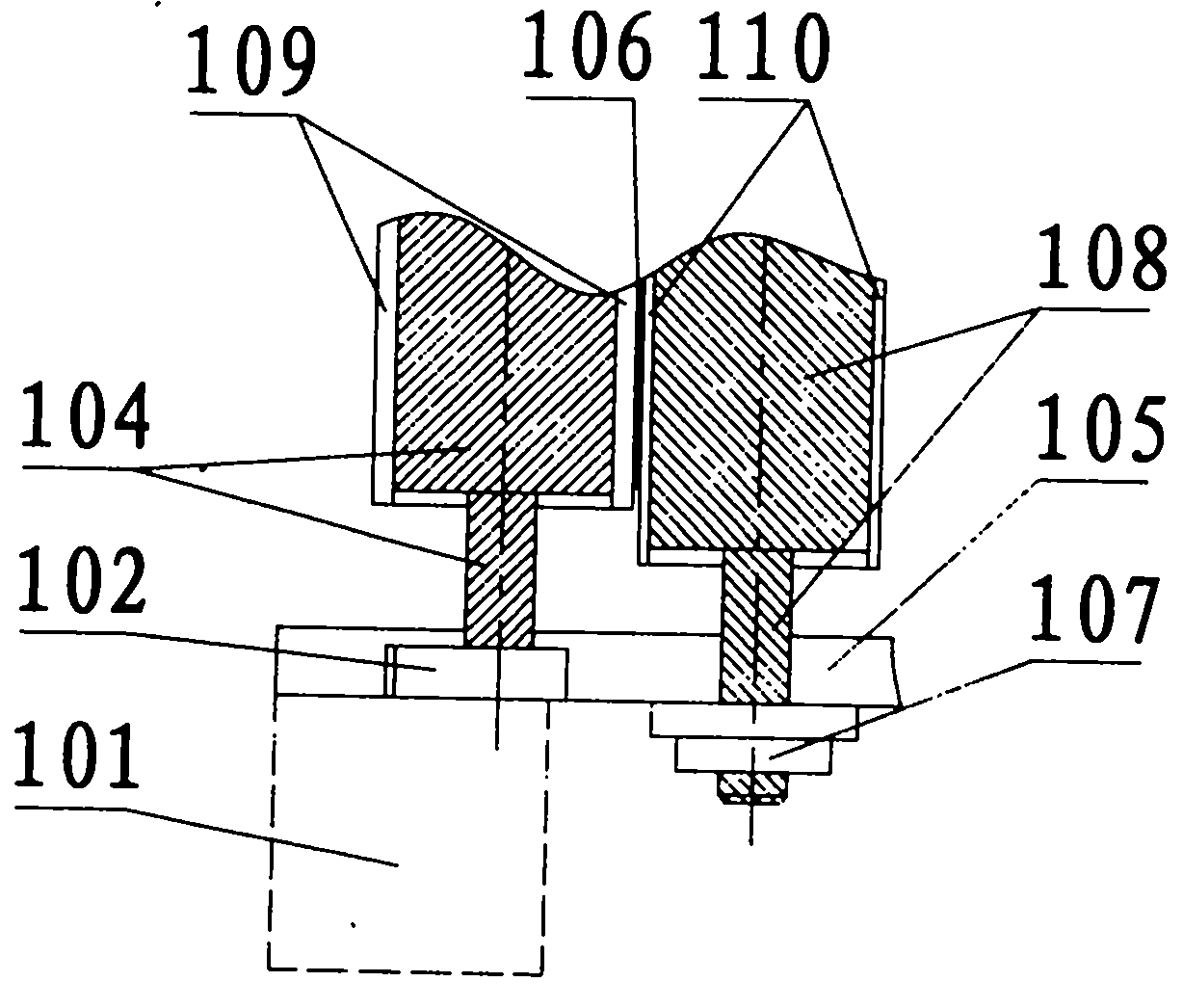 Discharge roller system with automatically adjustable distance