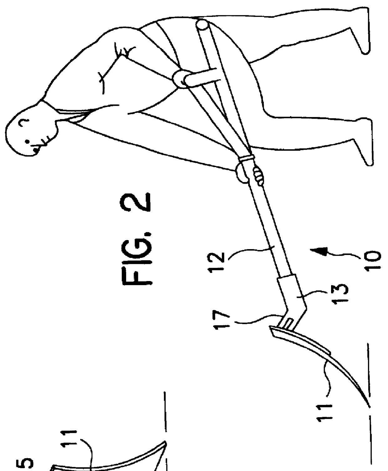 Manually-operable combination shovel and plow for snow and other material