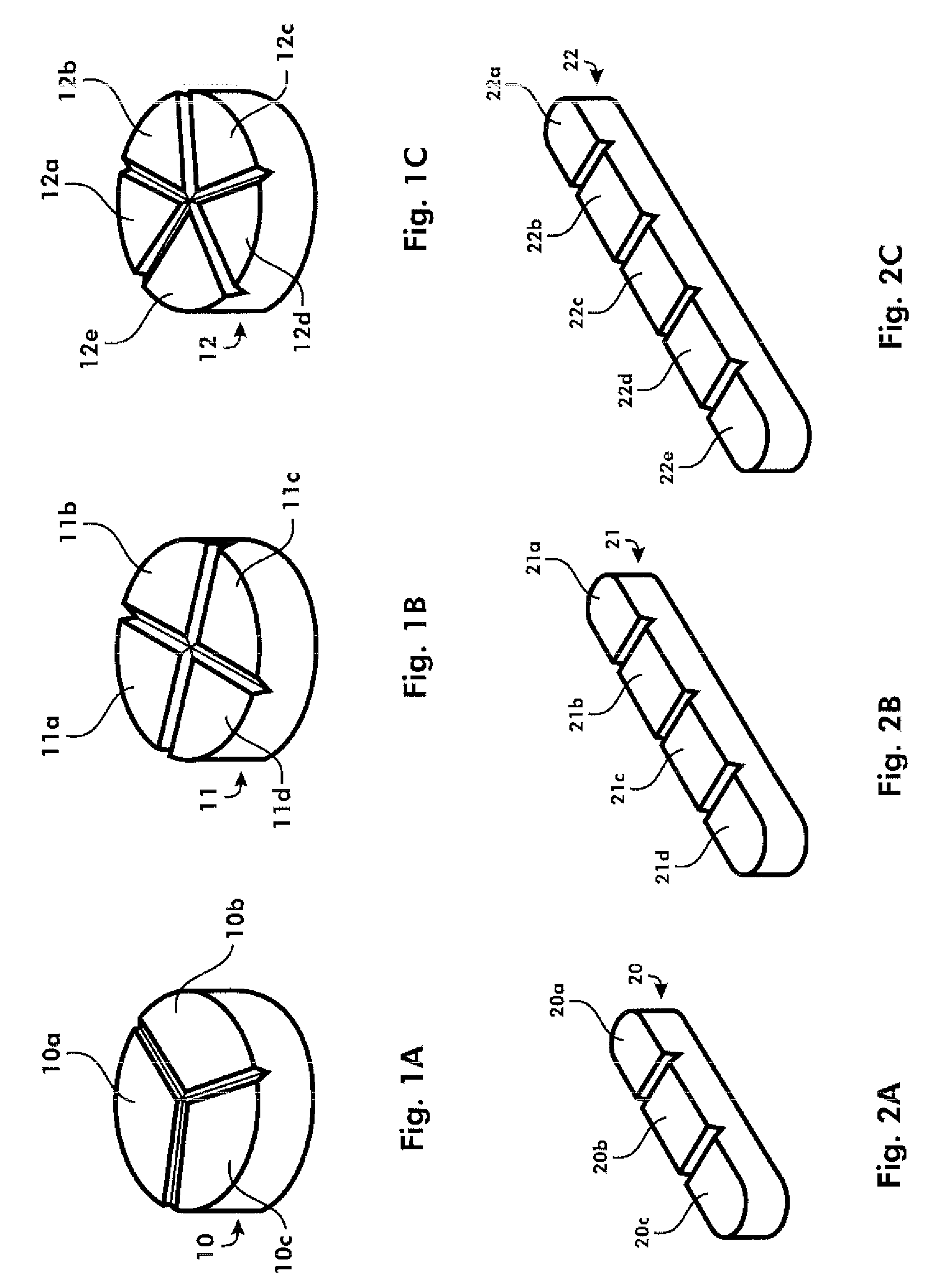 Pharmaceutical compositions having novel scoring patterns and methods of using those compositions
