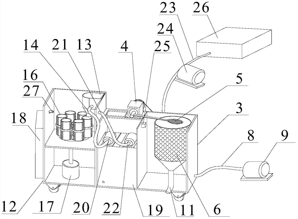 Automatic rock debris dredging and washing device