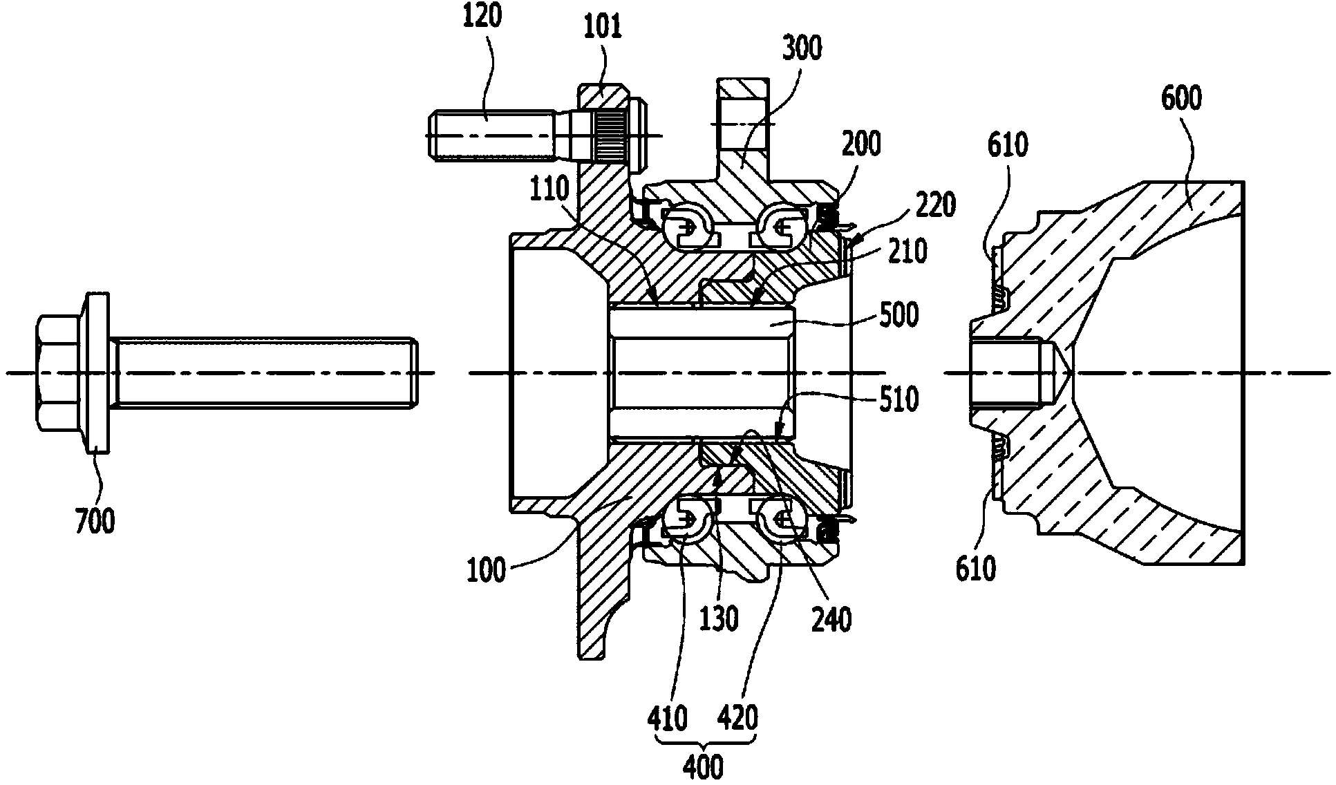 Structure and method for coupling wheel bearings