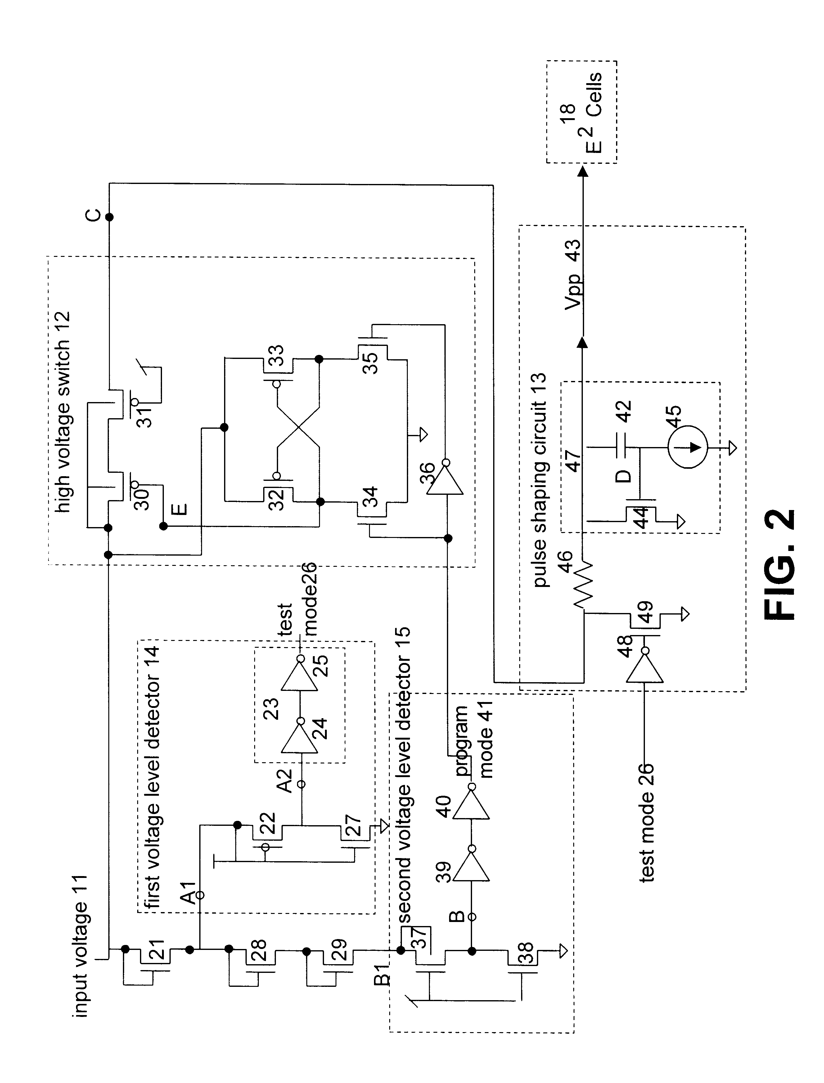 Method and system for pulse shaping in test and program modes