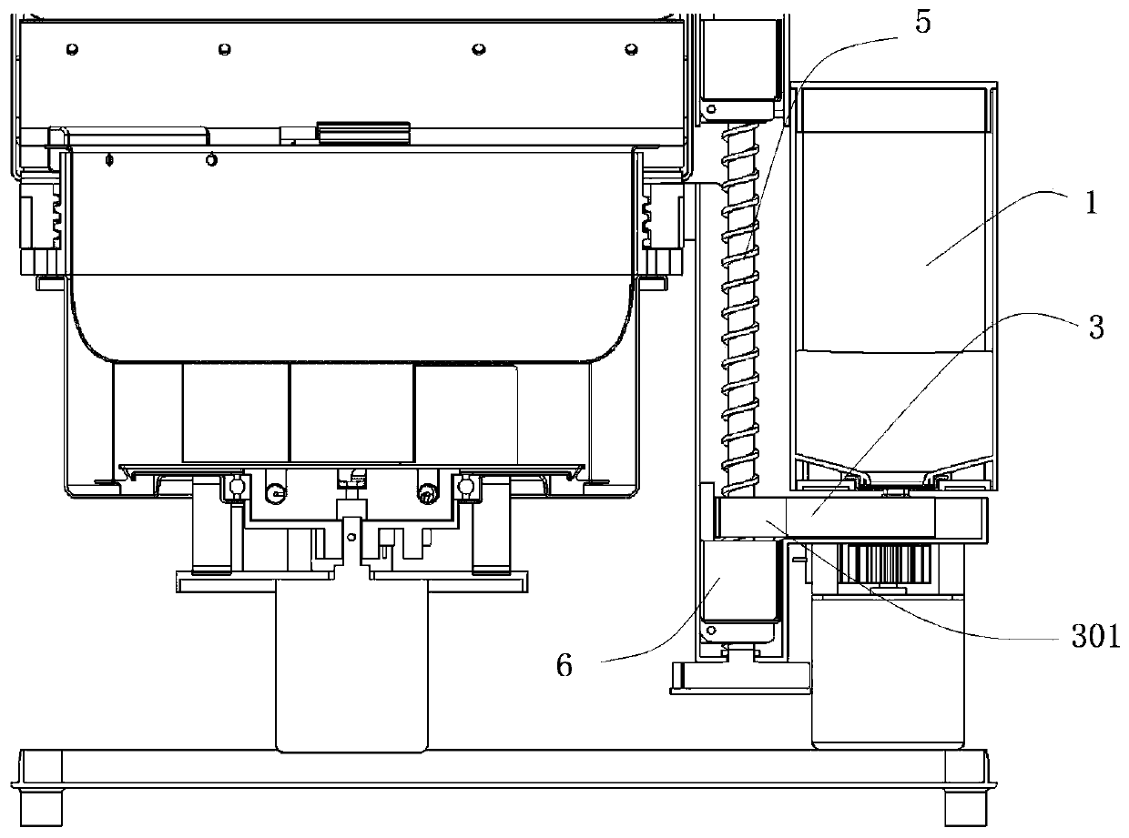 Rice adding, measuring and conveying mechanism for rice preparation device