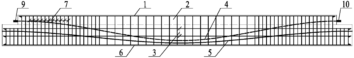 Post-tensioning retard-bonded co-tensioning prestress concrete composite beam and design and construction methods thereof