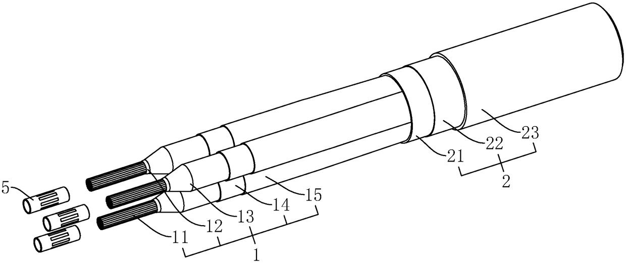 Three-core cable fusion joint and installation technology thereof