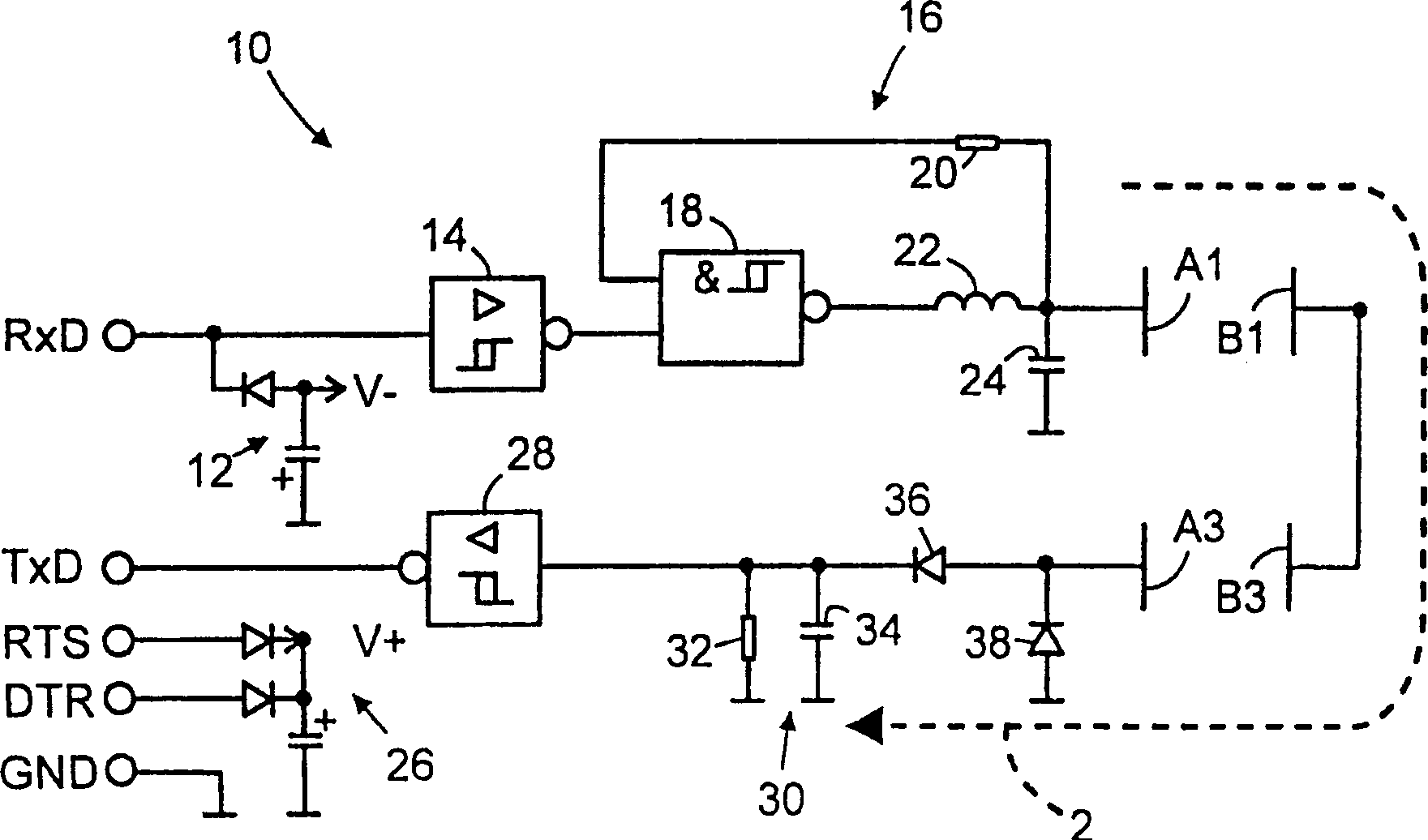 System for wireless, bi-directional transfer of electric signals