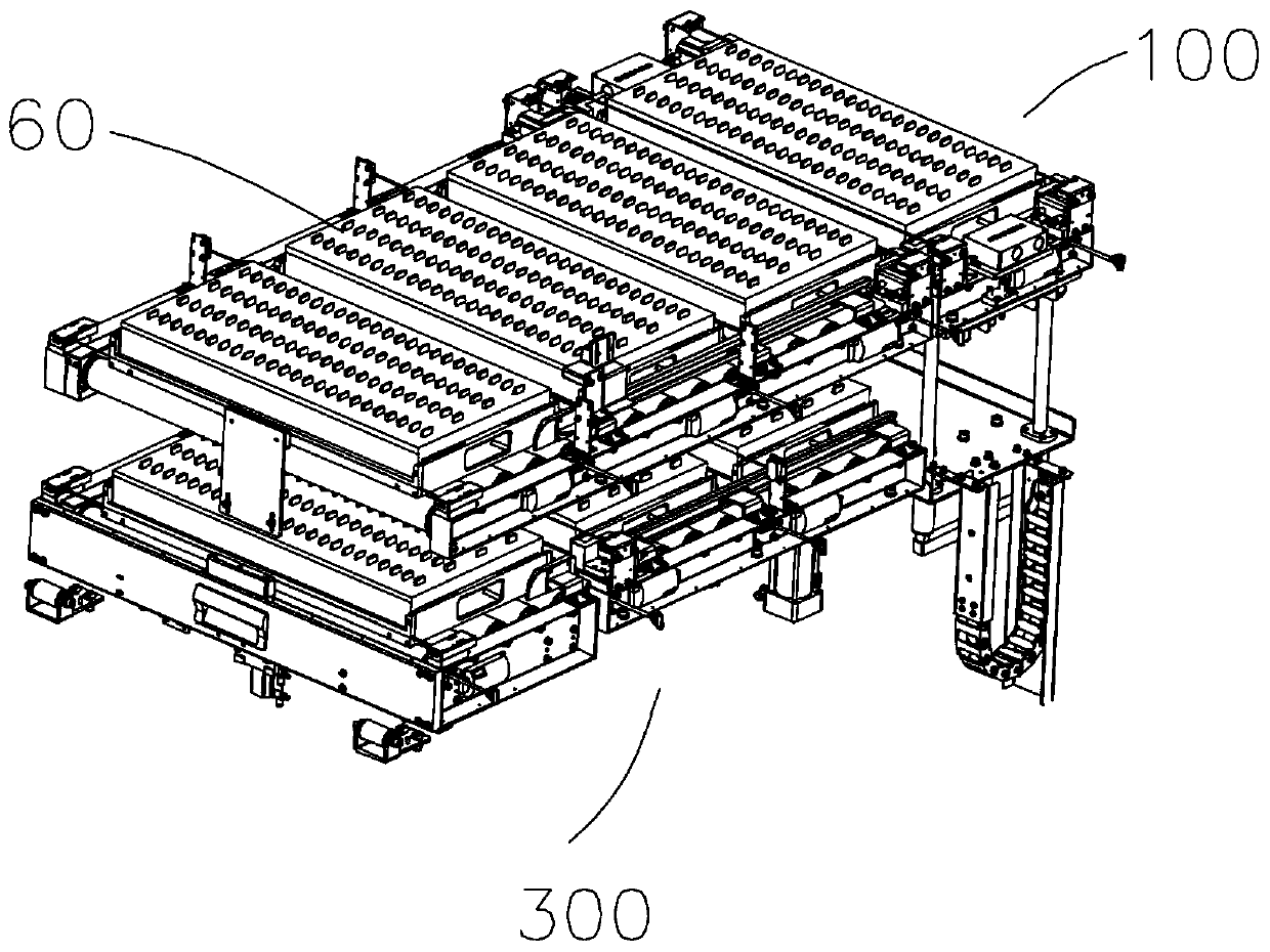 Automatic feeding and discharging roller line for lithium battery tray