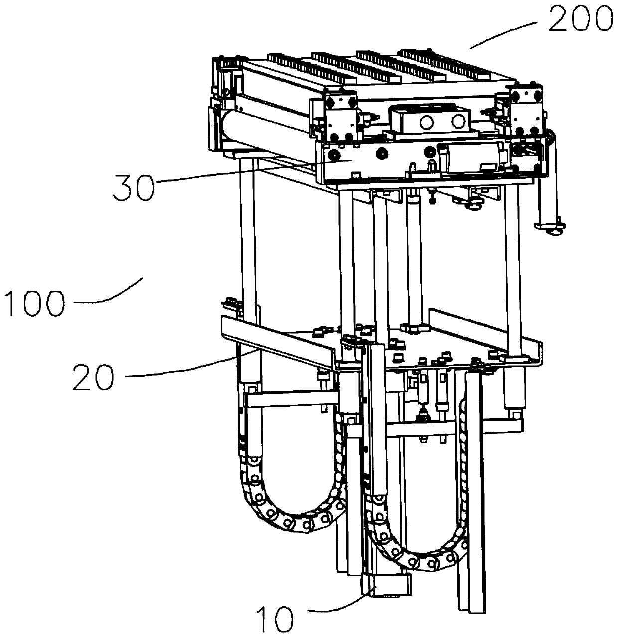 Automatic feeding and discharging roller line for lithium battery tray