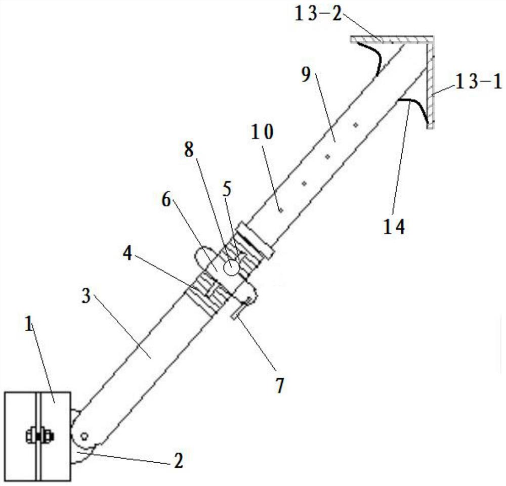 Oblique adjustable supporting and reinforcing method for cantilever structure