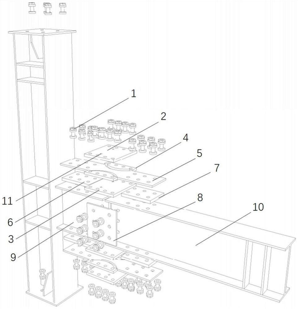 Weaking type connecting cover plate buckling restraining system