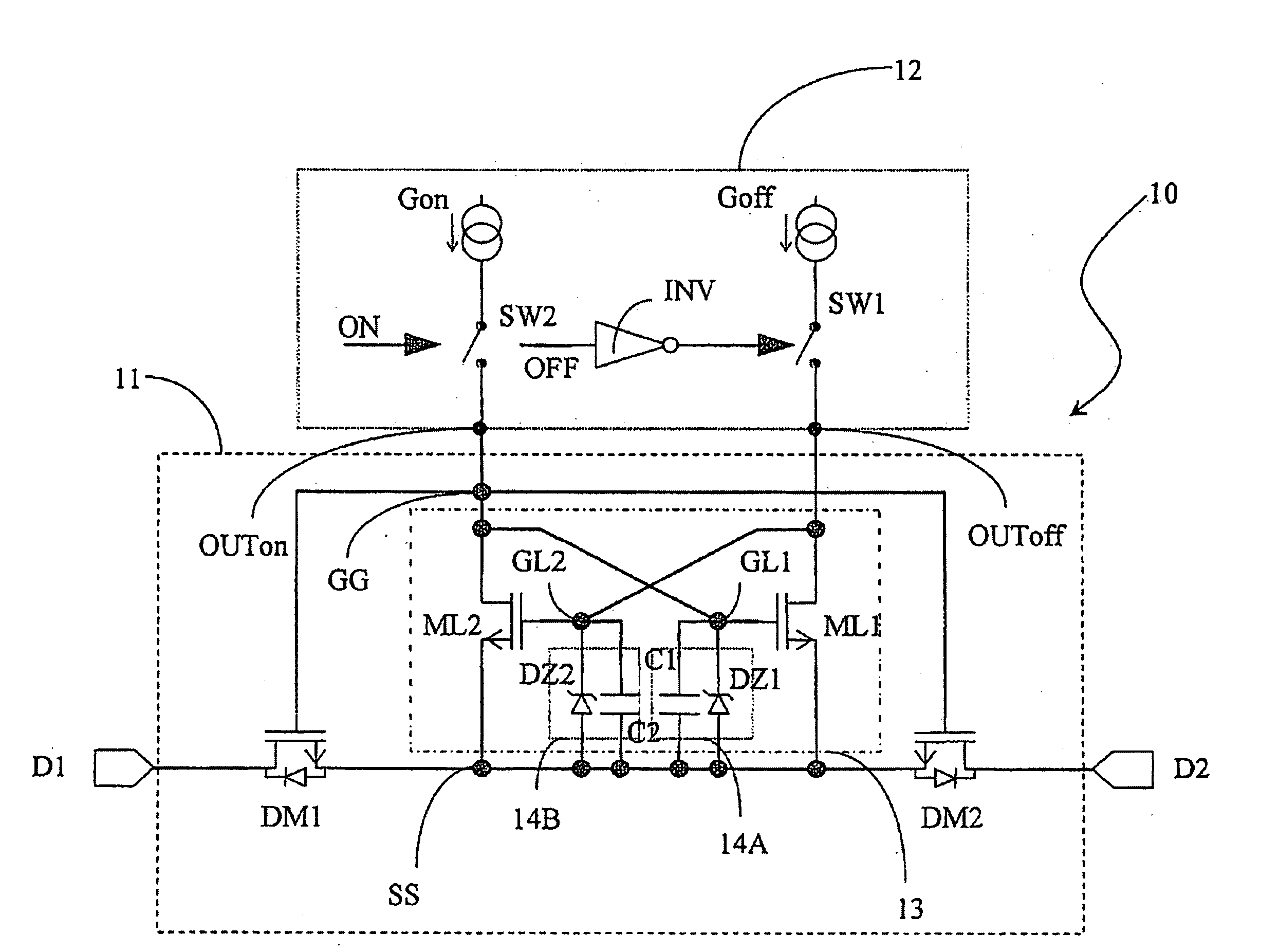 Driving configuration of a switch