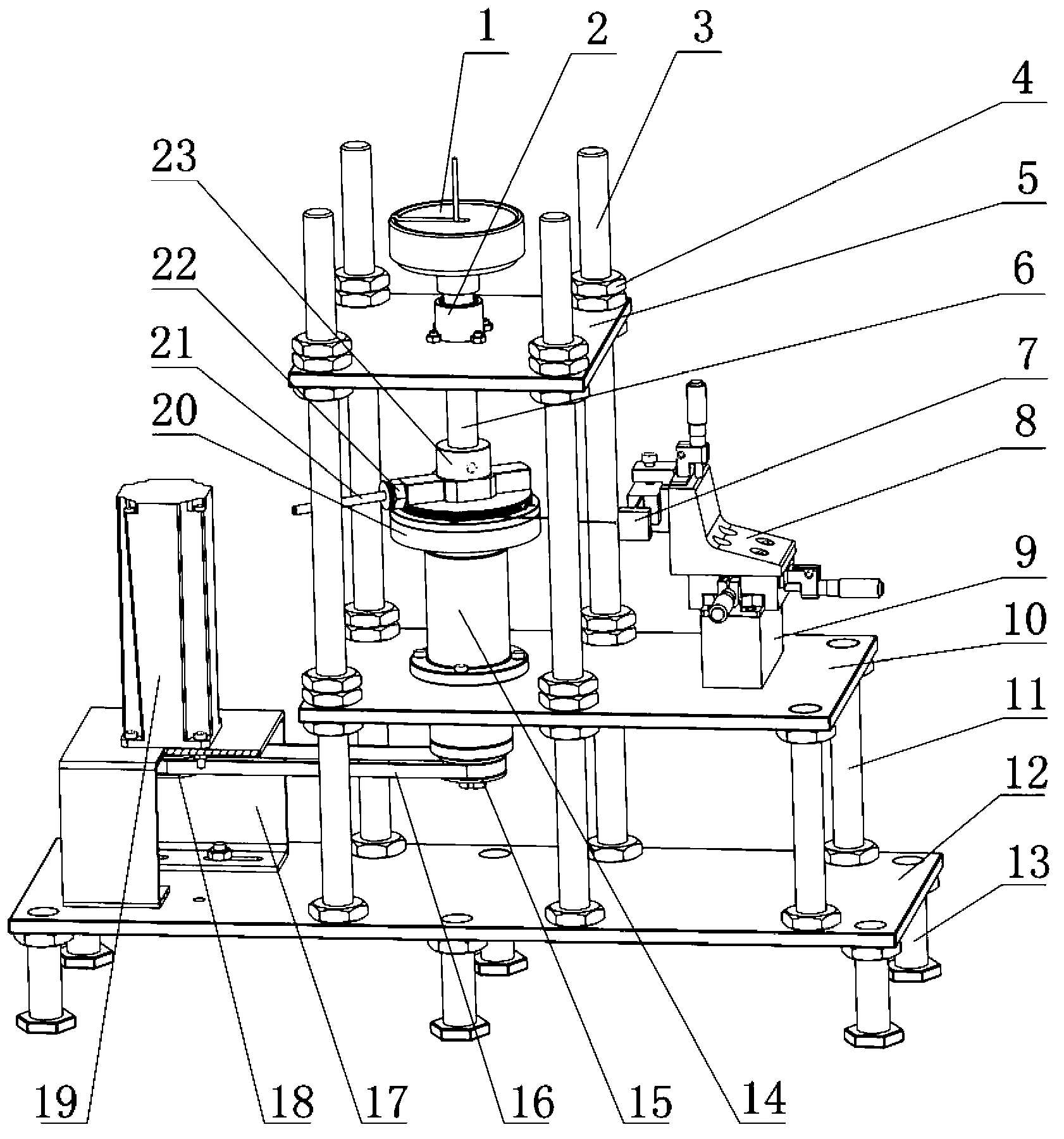 Contacting and rubbing device of nano-particle air film static-pressure thrust bearing