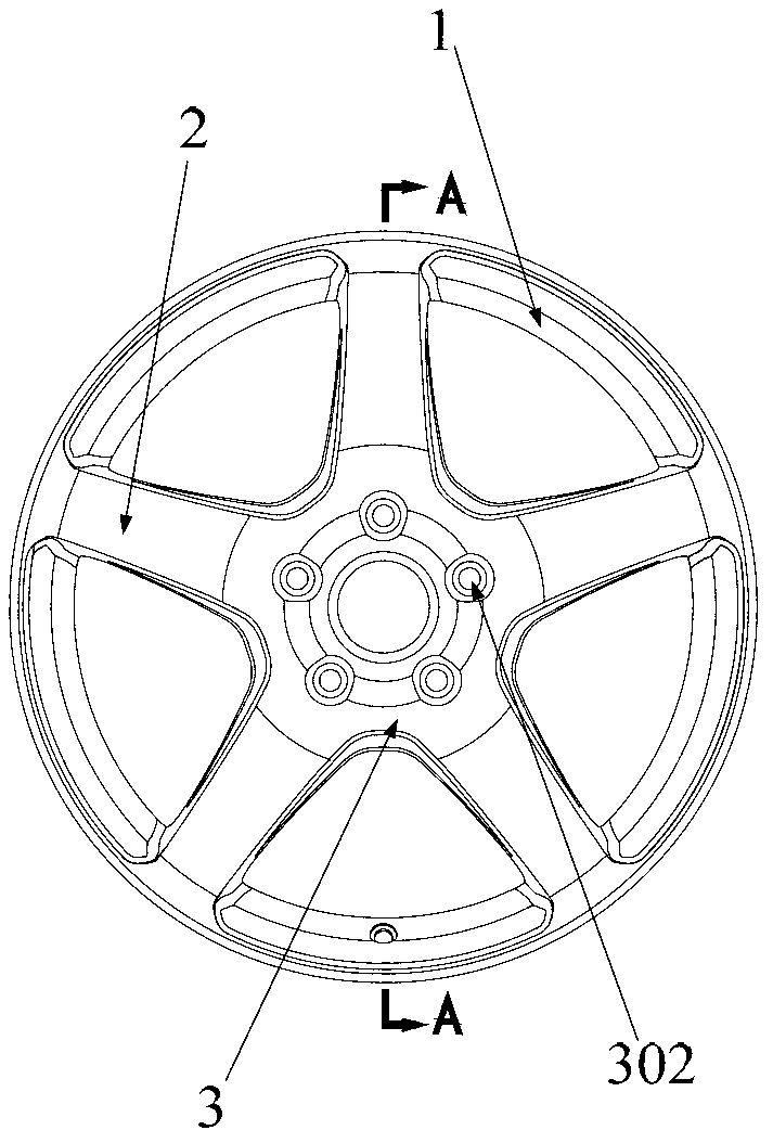 Wheel hub with hollow structure as well as motor vehicle