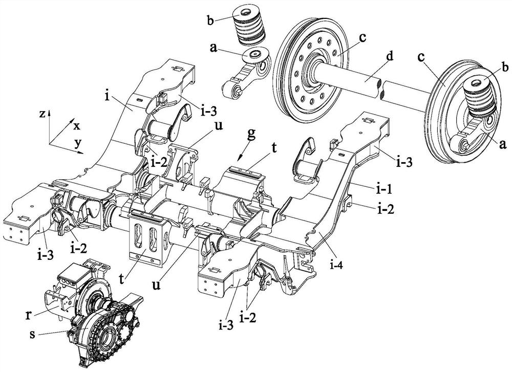 Power bogie based on novel motor suspension structure and temperature-measurable axle box
