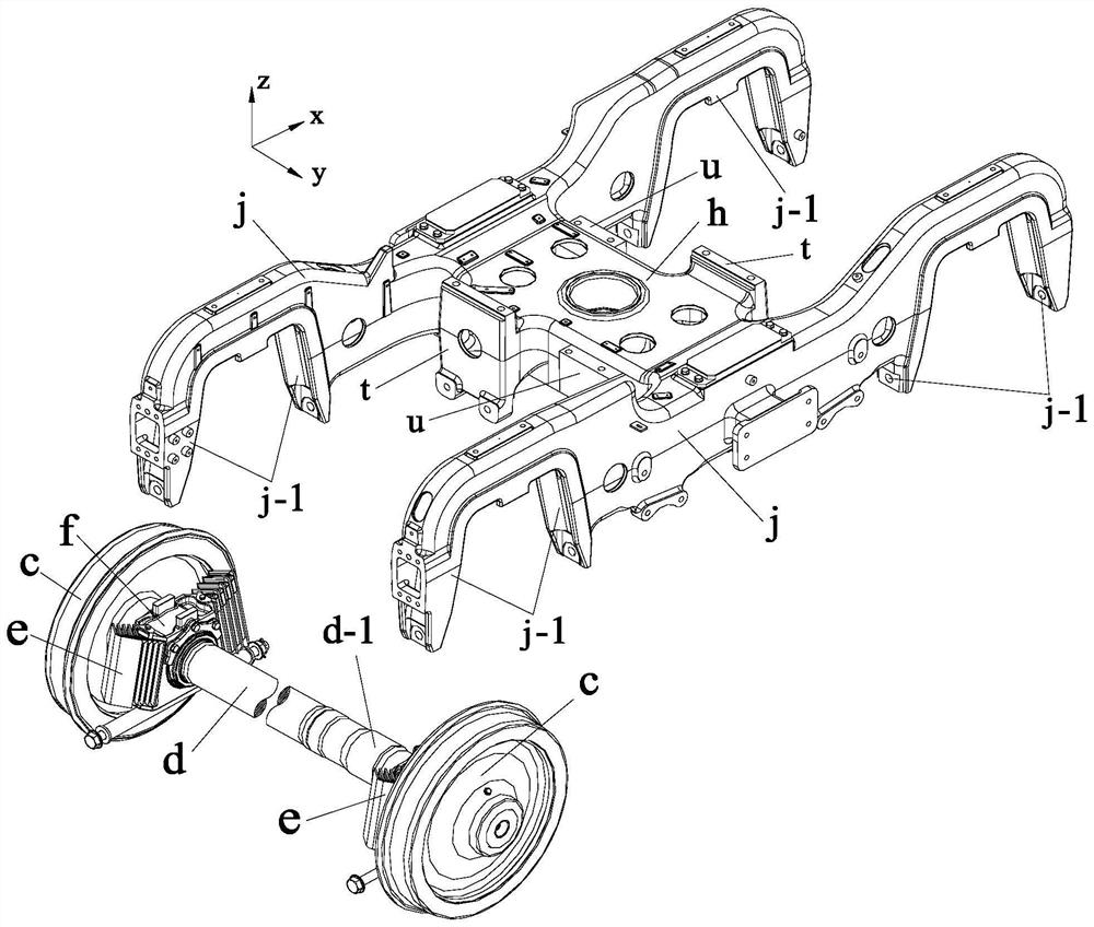 Power bogie based on novel motor suspension structure and temperature-measurable axle box
