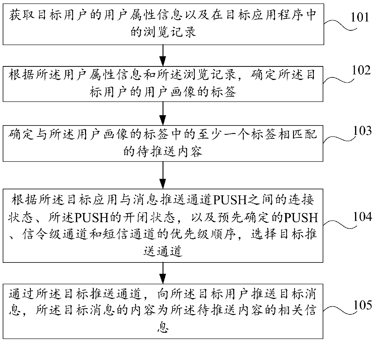 Application message pushing method and device and electronic equipment