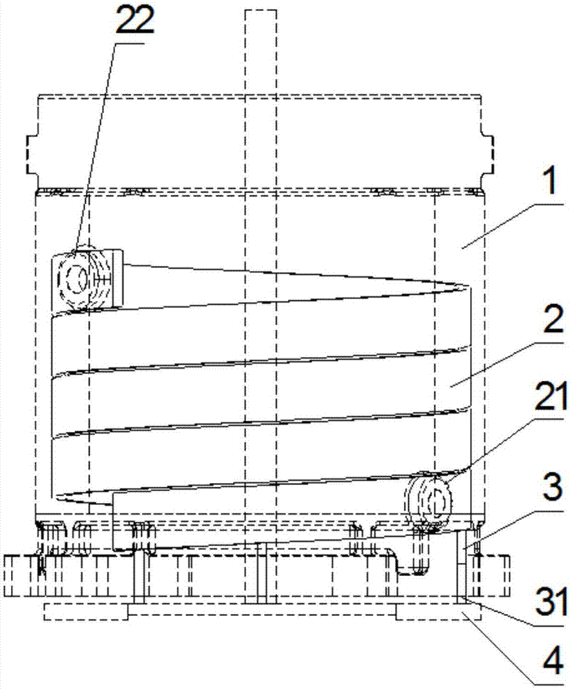 Cast aluminum alloy motor casing with built-in stainless steel spiral coiled pipe water channel