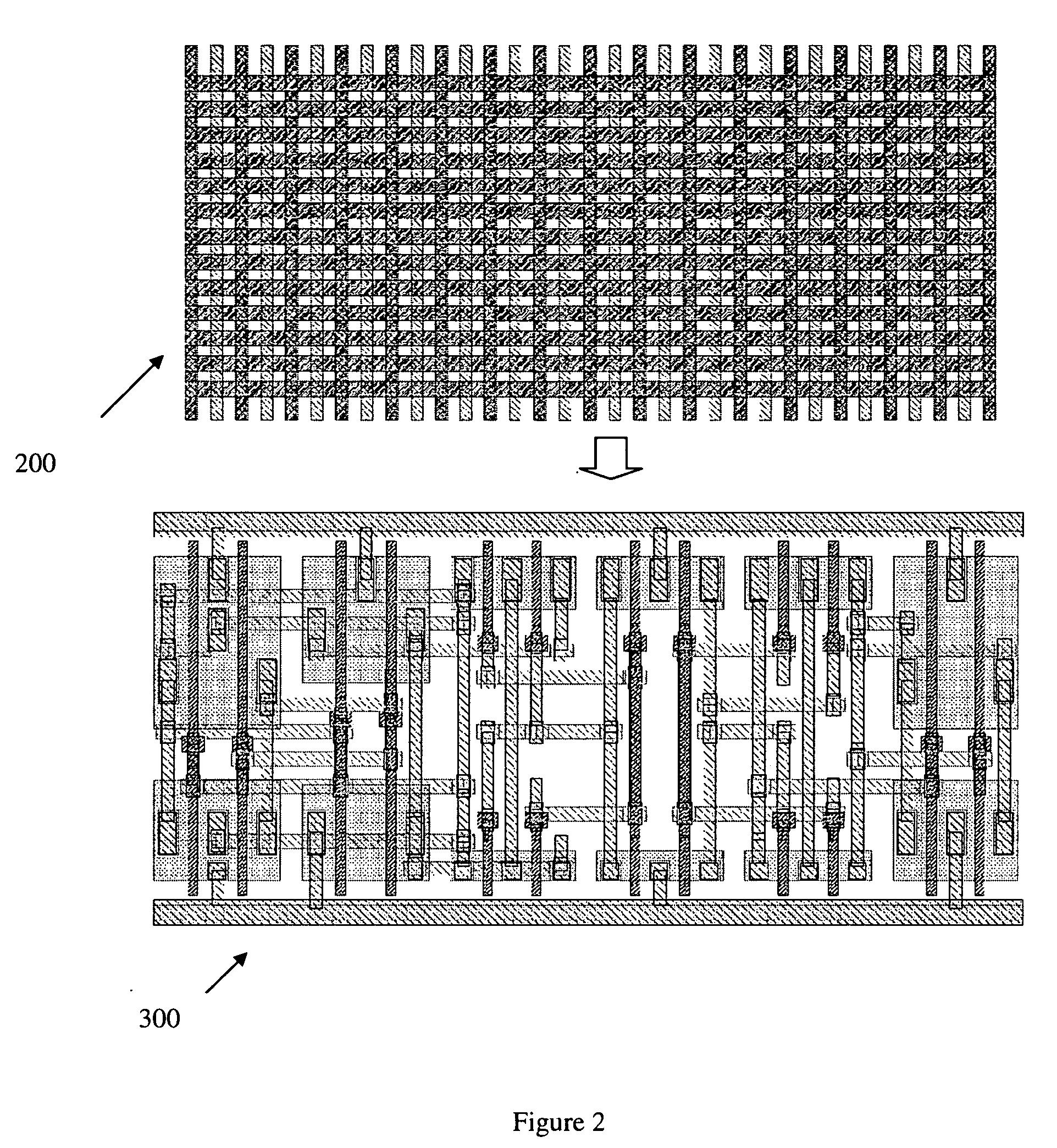 Method and process for design of integrated circuits using regular geometry patterns to obtain geometrically consistent component features