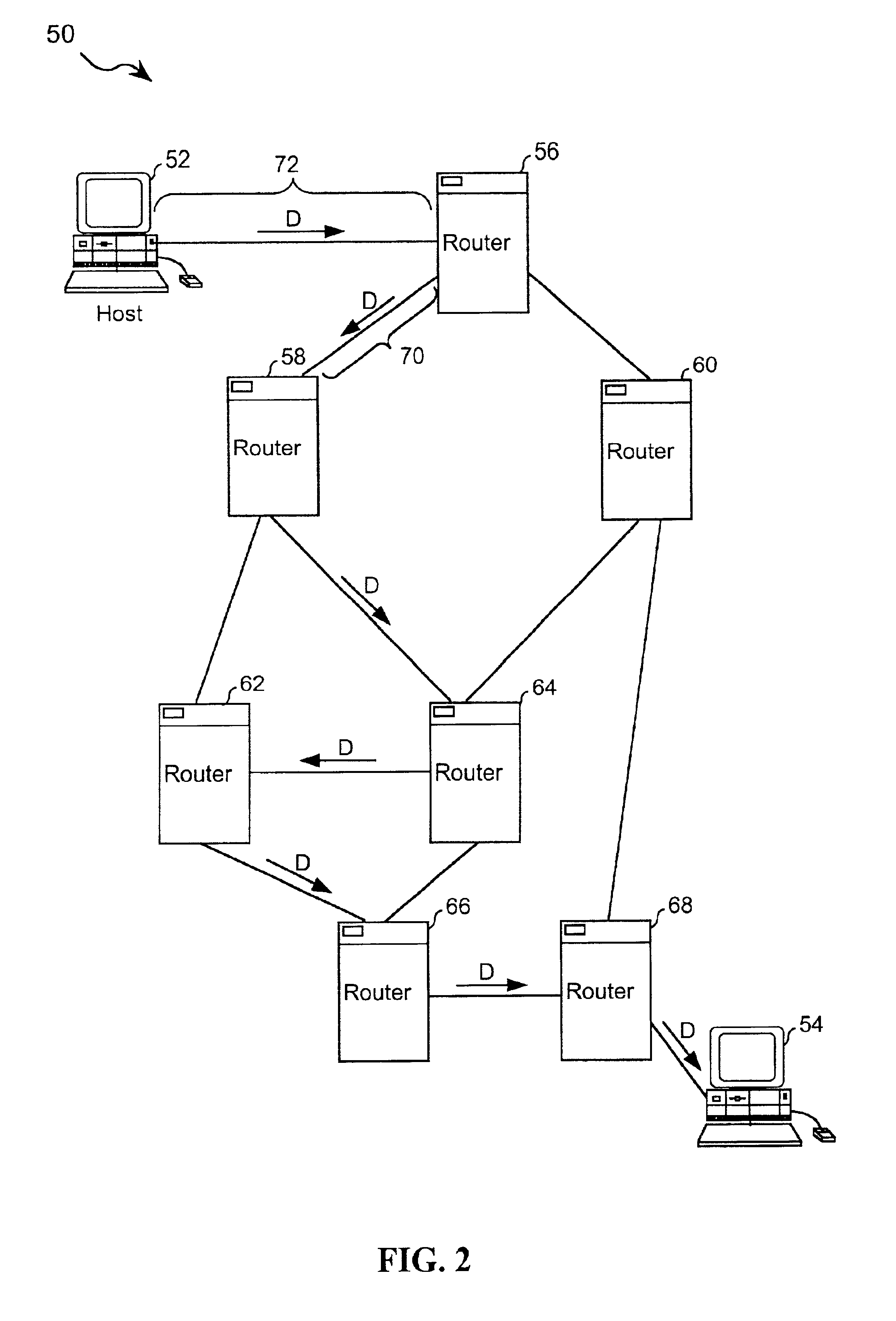 Network routing table and packet routing method