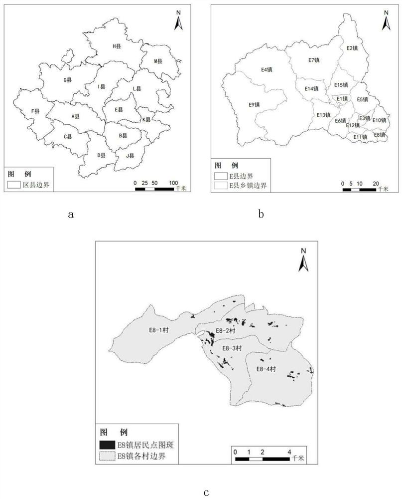 Gathering area identification and division method for rural domestic sewage treatment