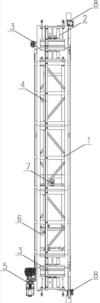 Rotating rail replacing device and construction method thereof