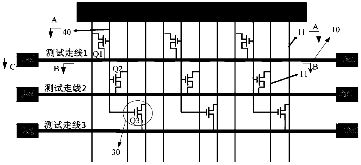 Chip testing device for display and display with same