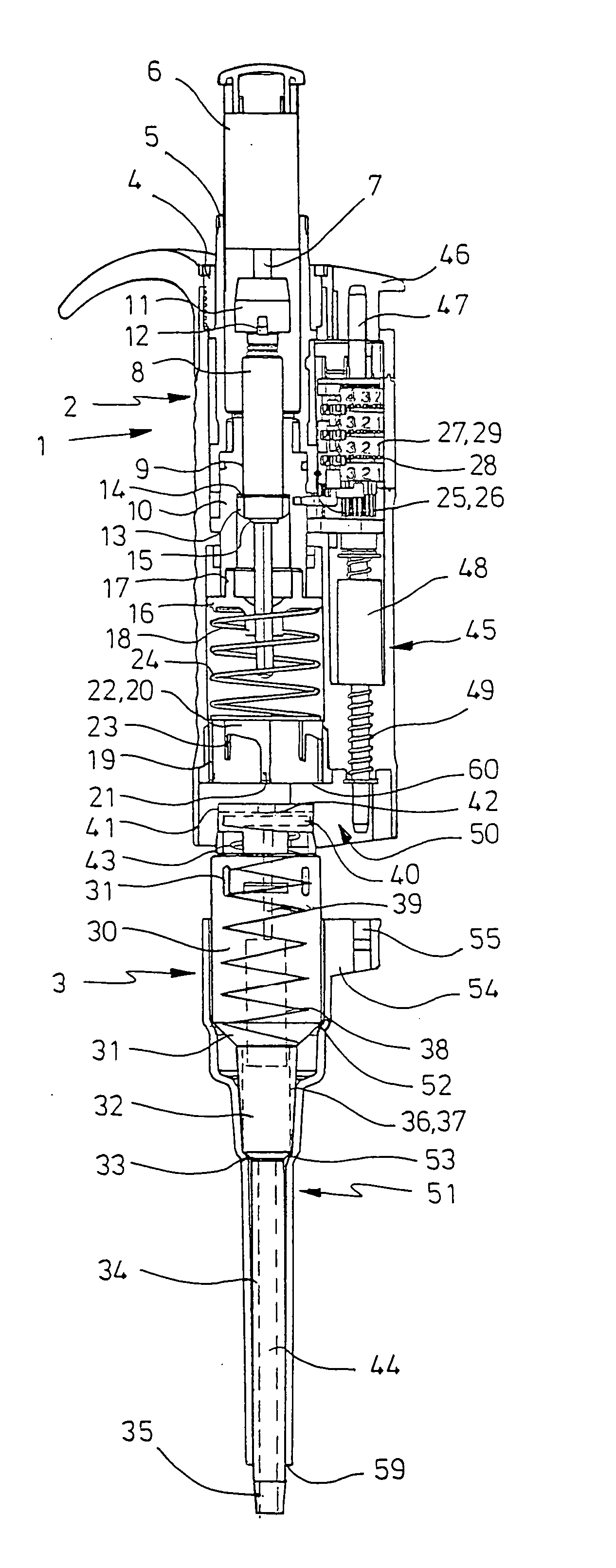 Pipetting device with a displacement device and a drive device releasably connected therewith