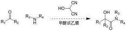 Method for synthesizing α-hydroxyamides by 2-hydroxymalonocyanide