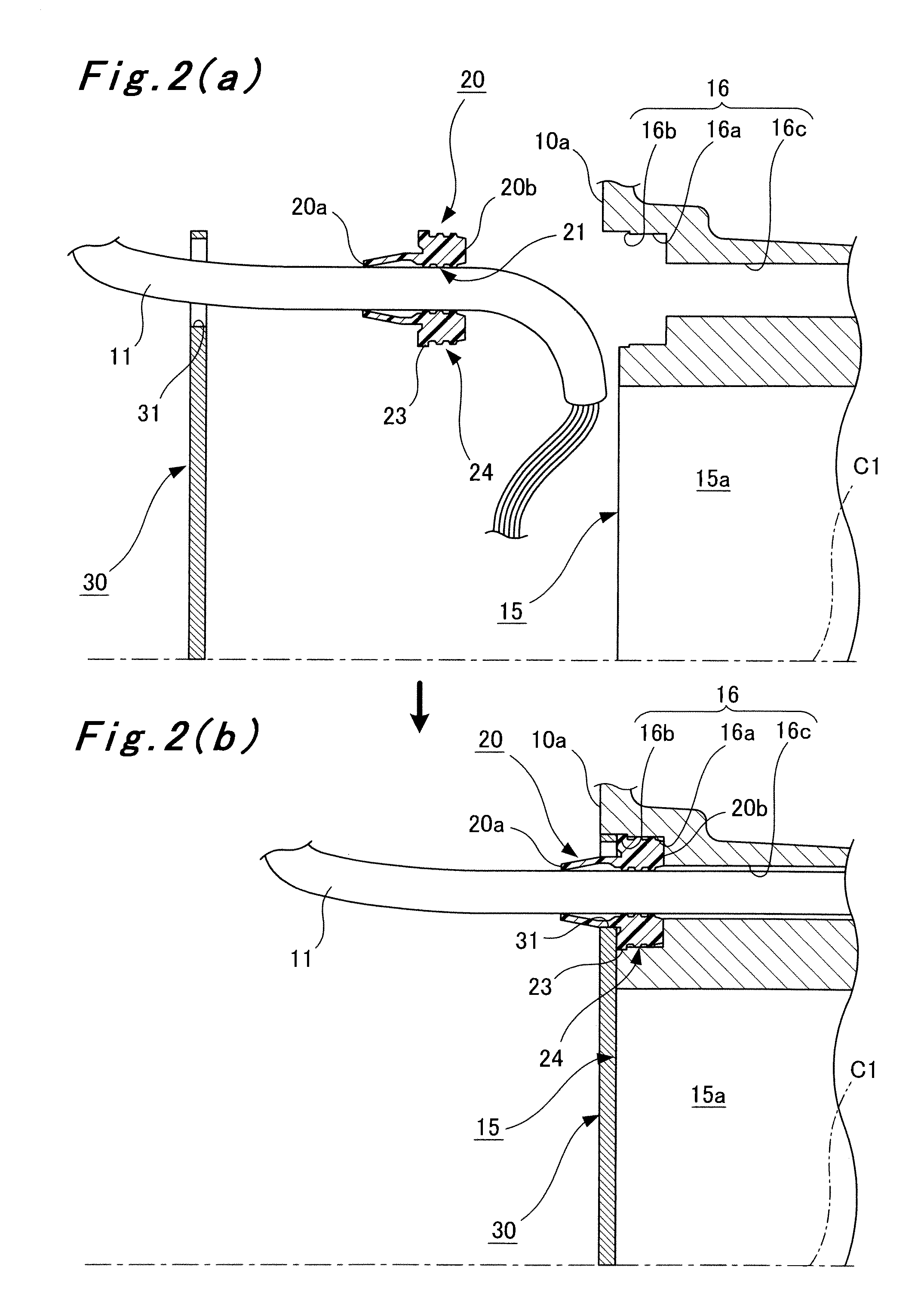Cable mounting structure for electric apparatus