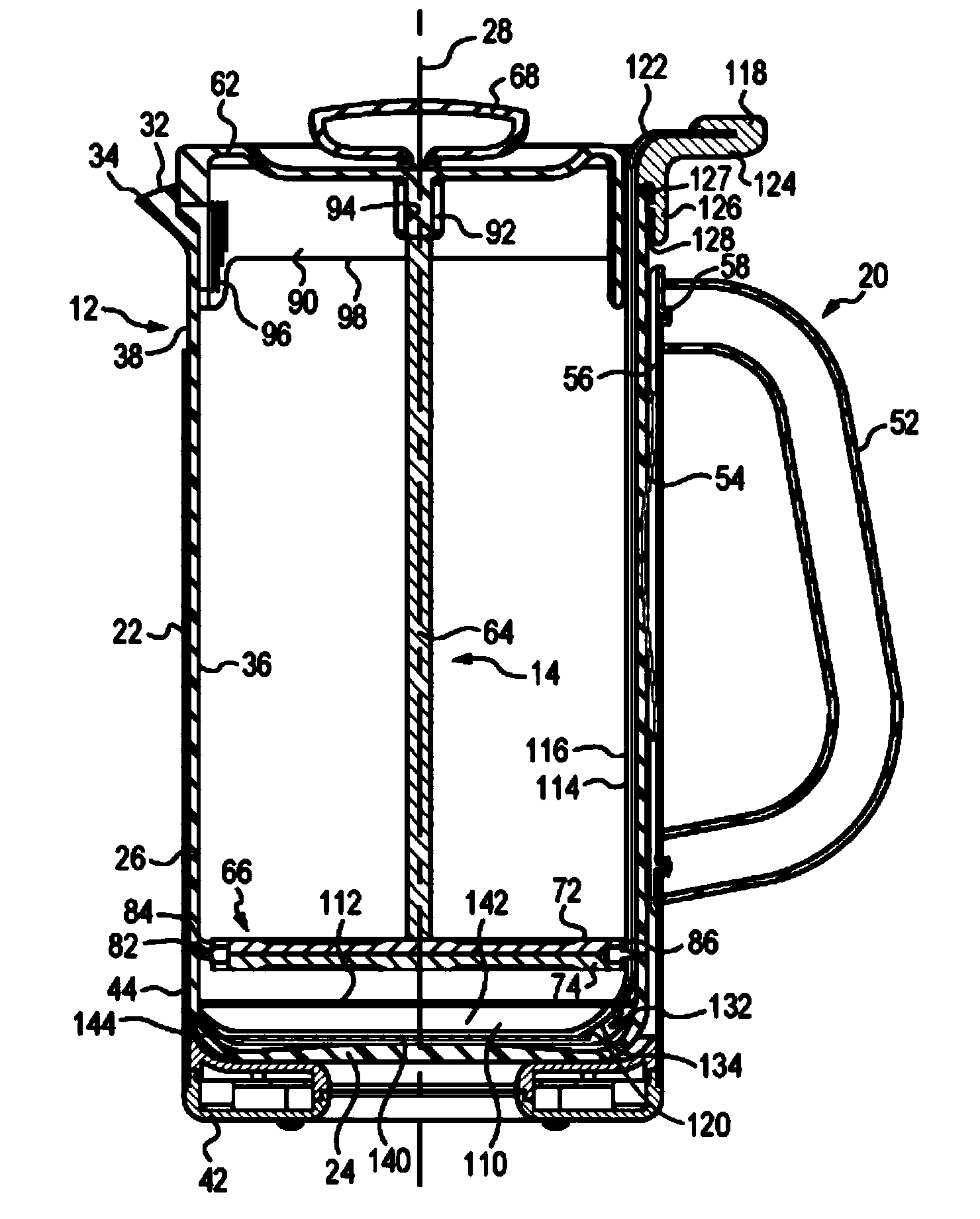 French press coffee maker with spent grounds removal