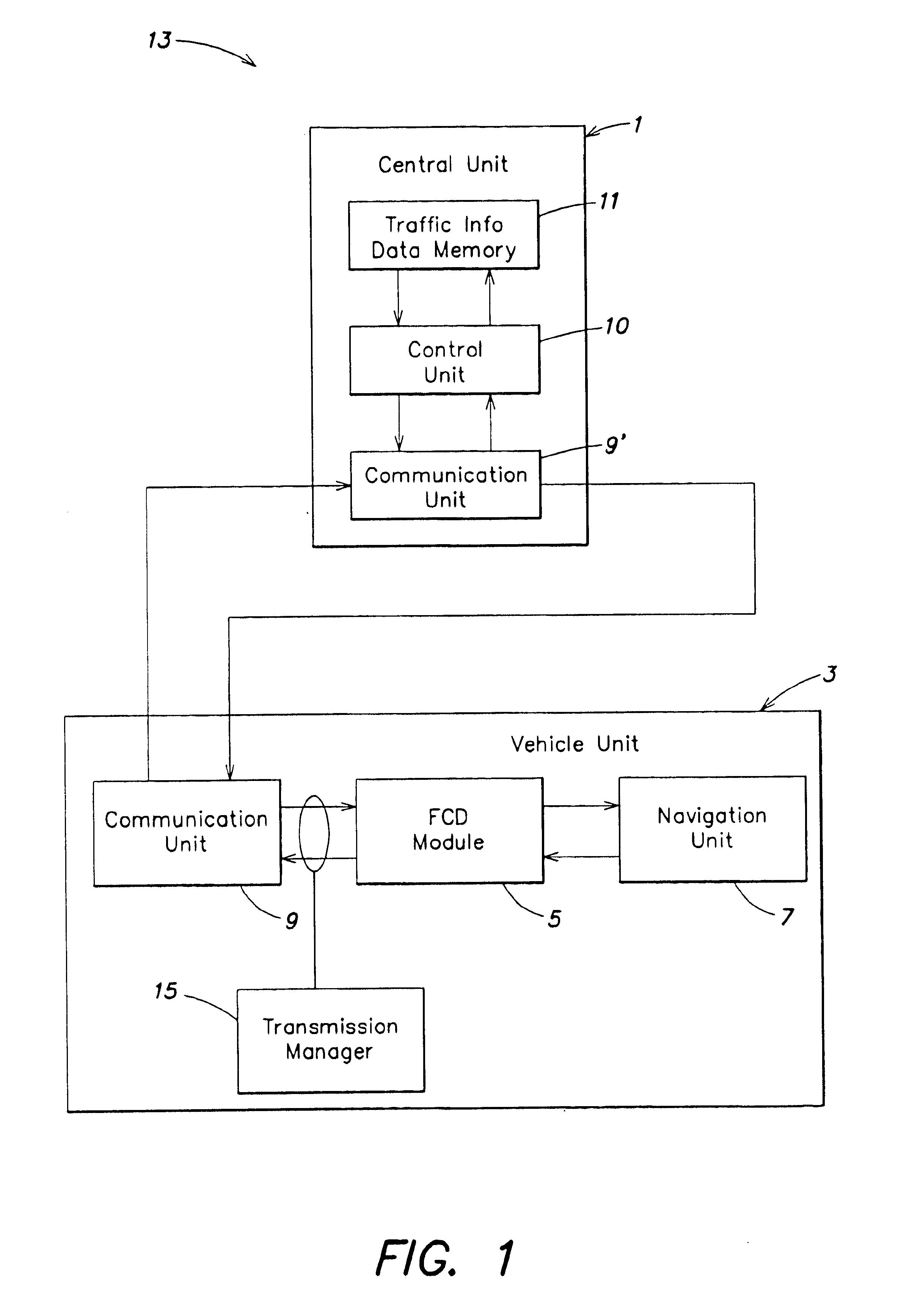 Motor vehicle navigation system that receives route information from a central unit
