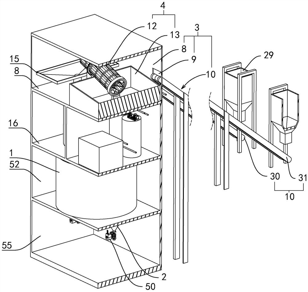 Concrete premixing device and concrete premixing production process