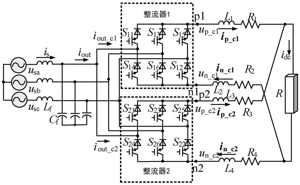 Upper and lower bus current cooperative control method for parallel operation of current source rectifier
