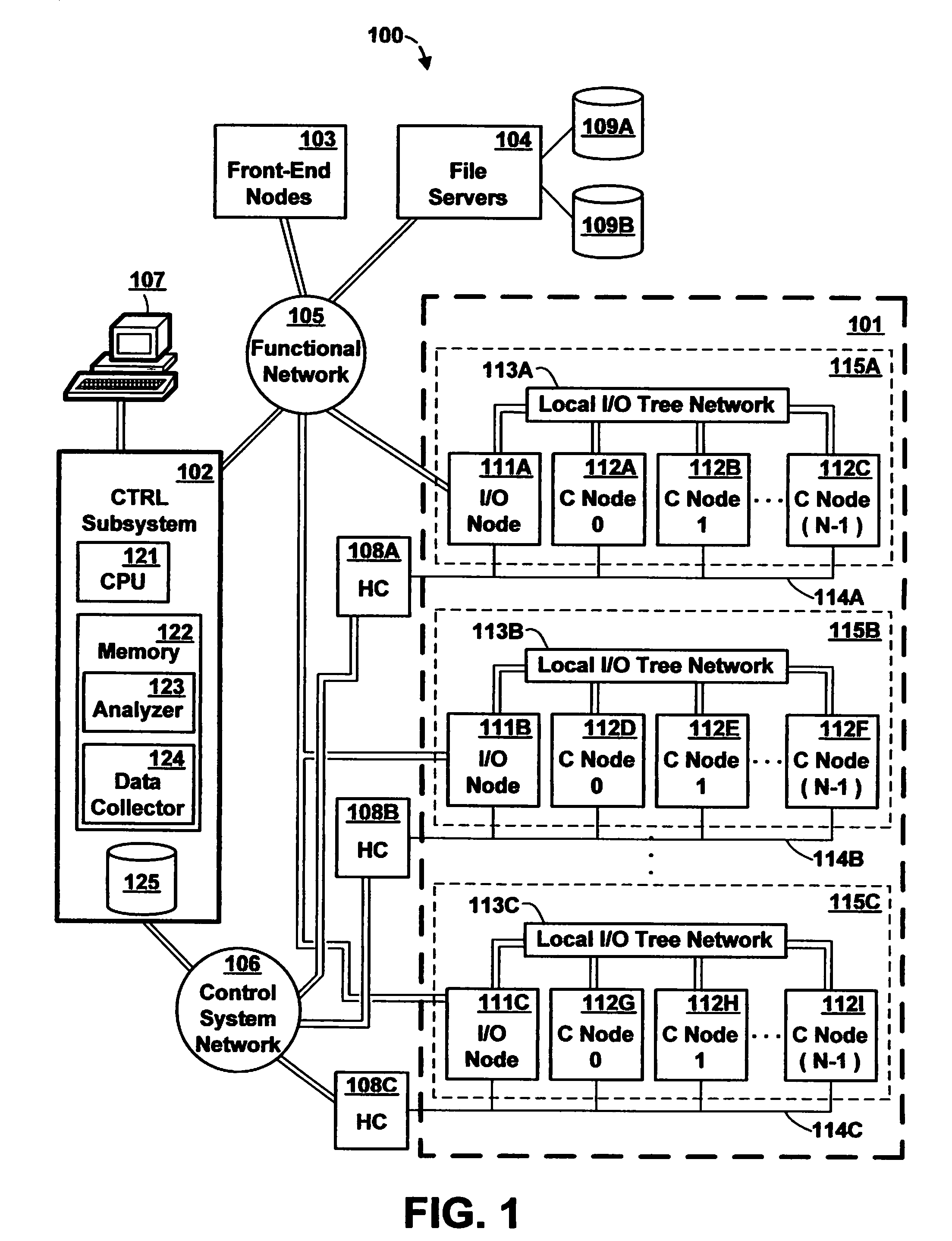 Method and apparatus for obtaining stack traceback data for multiple computing nodes of a massively parallel computer system