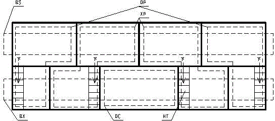 Single-double floor residential building with two floors of typical floor