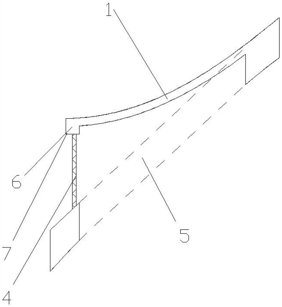 Curved roof oriel window and construction method thereof