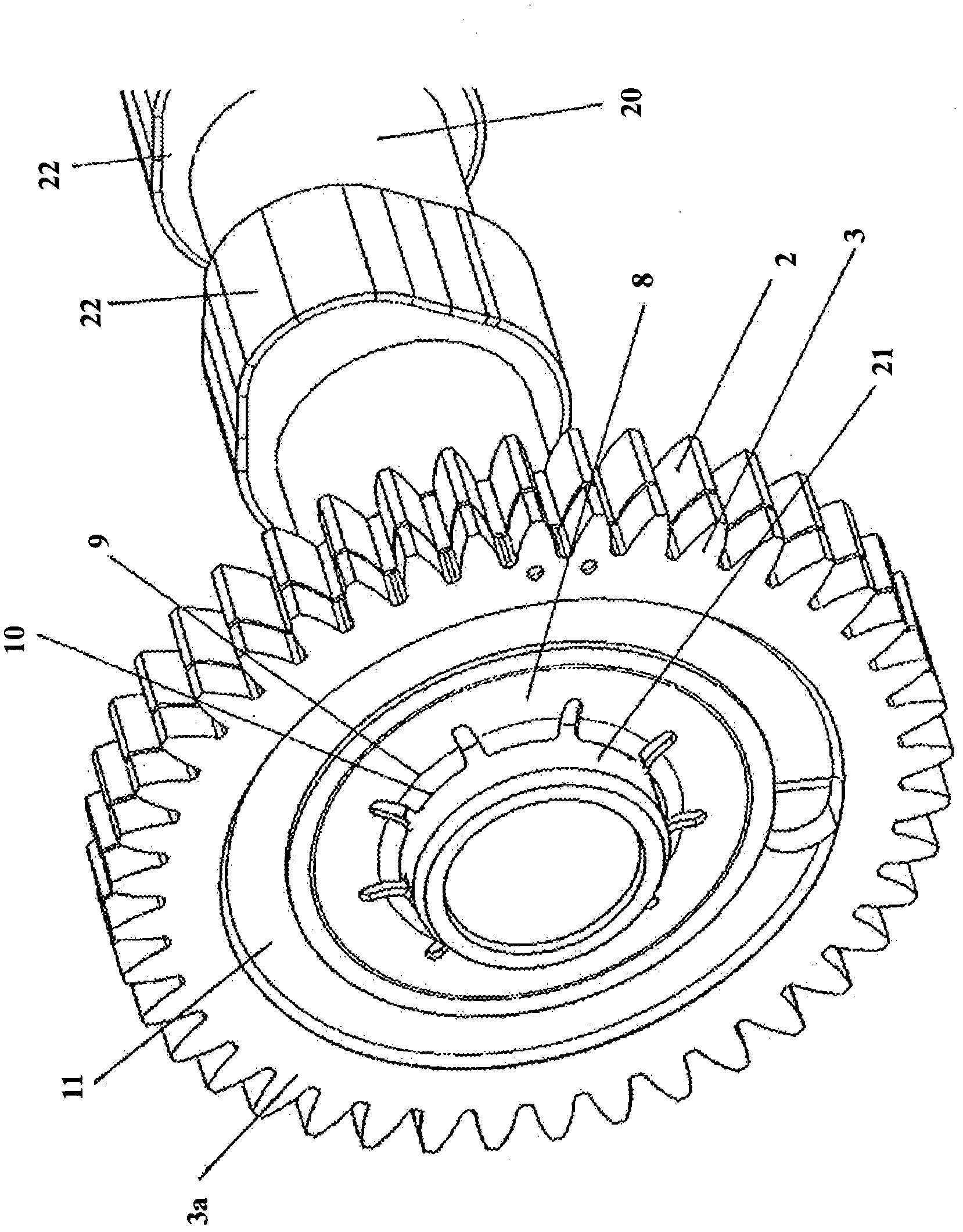 Divided toothed wheel