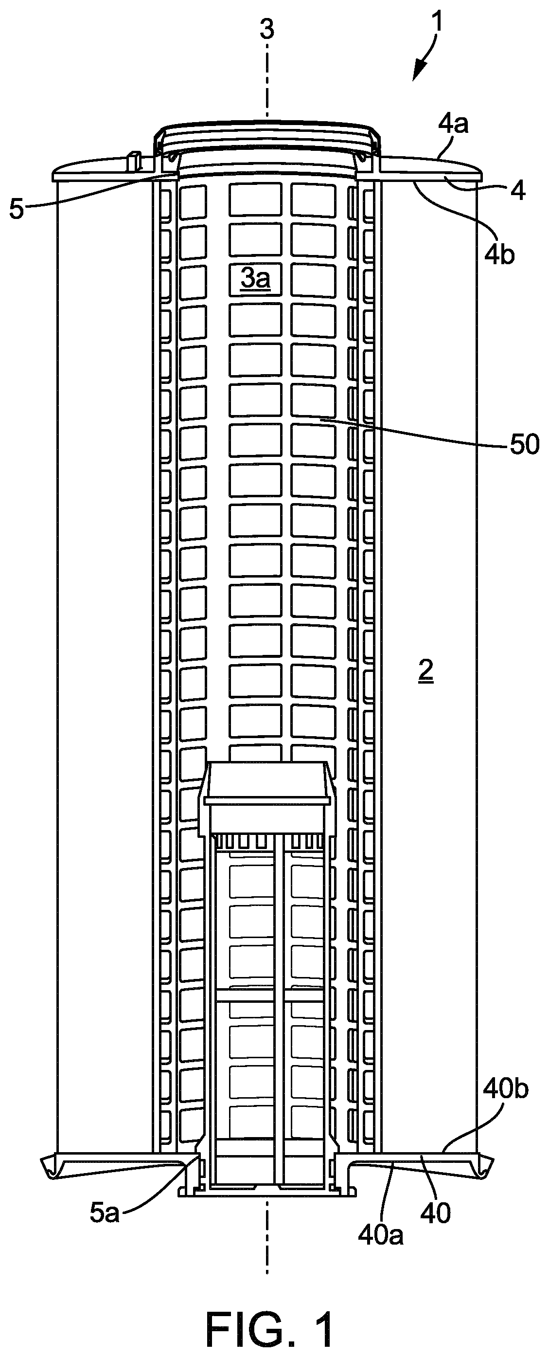 Vented filter cartridge integrated into the upper flange and filtration