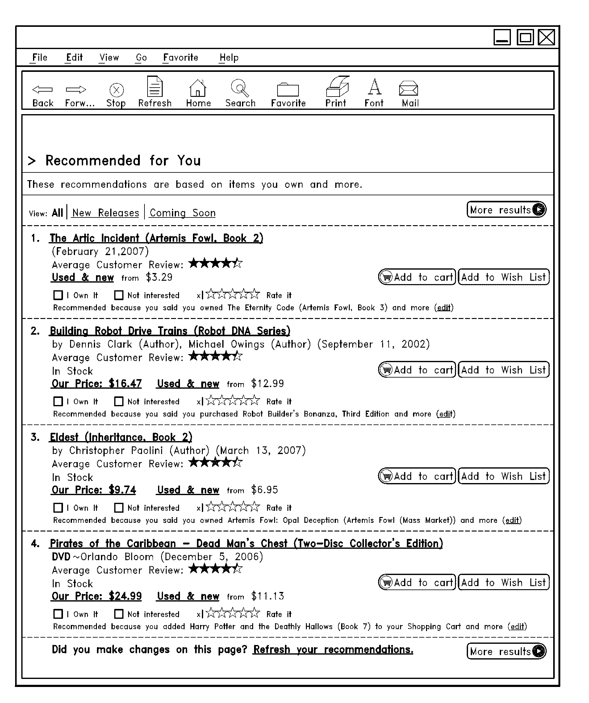 Recommendation system capable of adapting to user feedback